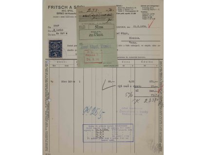 Účet, Fritsch, Brno, 1936