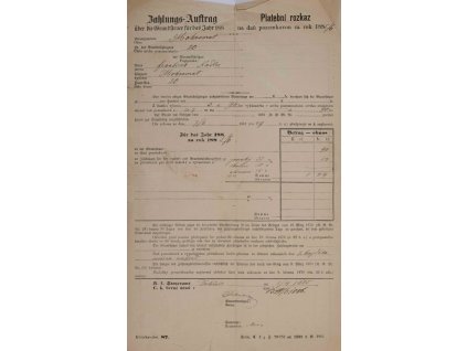 Platební rozkaz, 1885