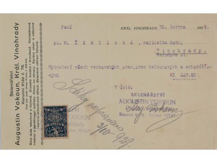 Účet A. Vokoun, 1929