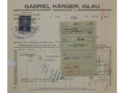 Účet G. Karger, 1937