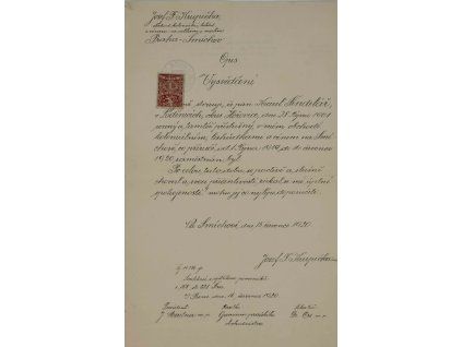 Vysvědčení opis, Smíchov, 1920
