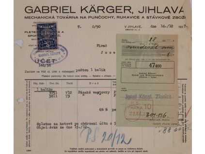 Účet G. Karger, 12 1937