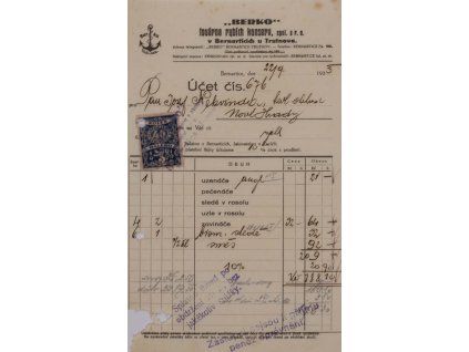 Účet Berko, Bernartice, 9 1933