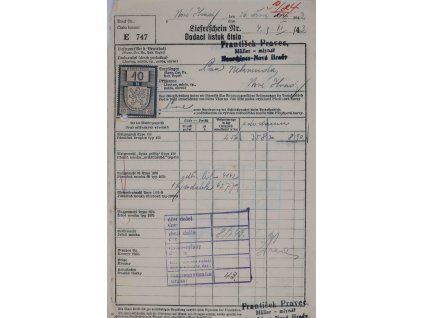 Dodací list, Pravec, 1943