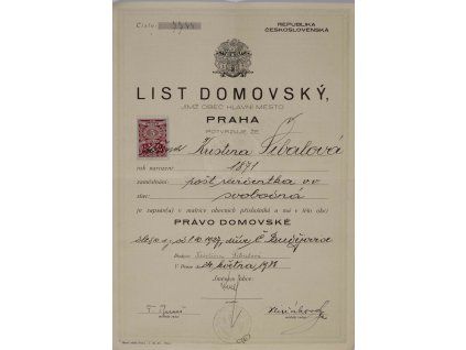 List domovský, Praha, 1938