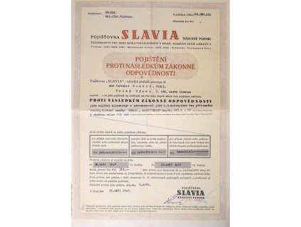 Pojistka smlouva, pojištění proti následkům zákonné odpovědnosti, 1947 II (1)