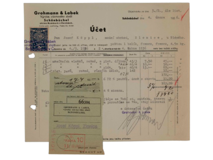 Účet Grohman Labek 1936
