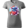 Dámské tričko - Vánoce - Stitch s kafíčkem