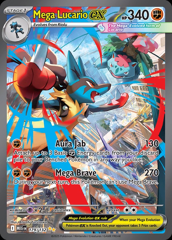 Pokémon karta Mega Lucario ex, Special Illustration Rare zo setu Mega Evolution