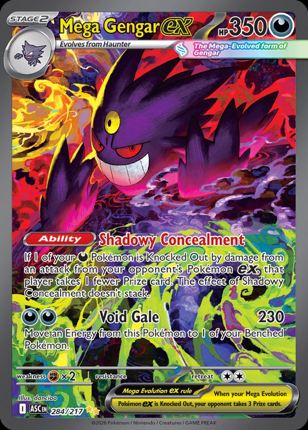 Pokémon karta Mega Gengar ex, Special Illustration Rare zo setu Ascended Heroes