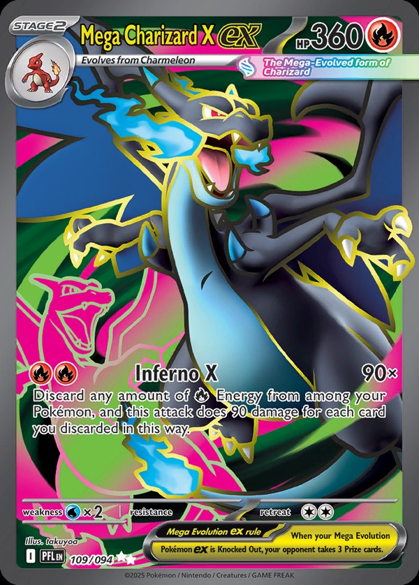 Pokémon karta Mega Charizard X ex, Ultra Rare zo setu Phantasmal Flames