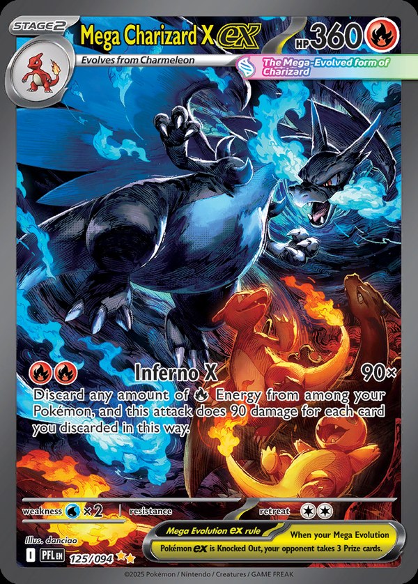 Pokémon karta Mega Charizard X ex, Special Illustration Rare zo setu Phantasmal Flames