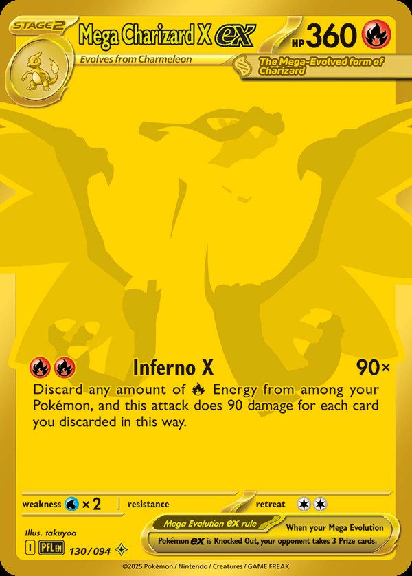 Pokémon karta Mega Charizard X ex, Mega Hyper Rare zo setu Phantasmal Flames
