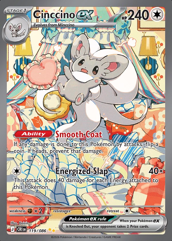 Pokémon karta Cinccino ex, Special Illustration Rare zo setu Chaos Rising