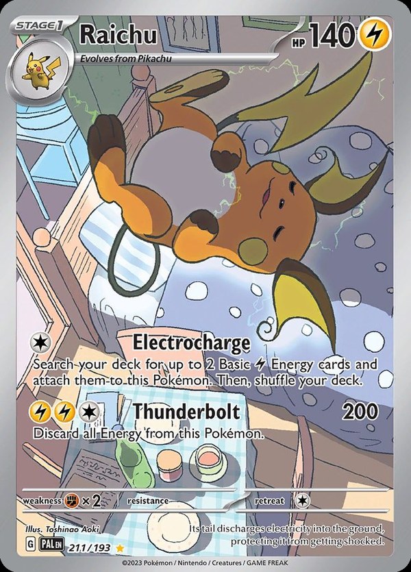 Pokémon karta Raichu, Illustration Rare zo setu Paldea Evolved