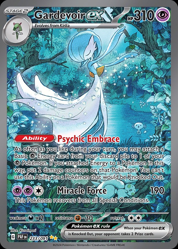 Pokémon karta Gardevoir ex, Special Illustration Rare zo setu Paldean Fates