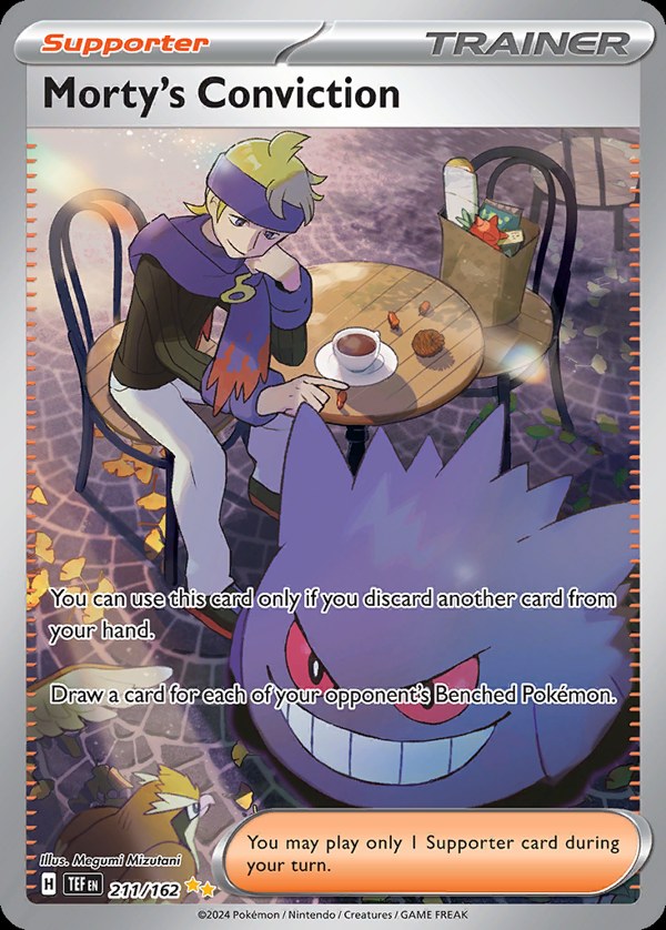 Pokémon karta Morty's Conviction, Special Illustration Rare zo setu Temporal Forces
