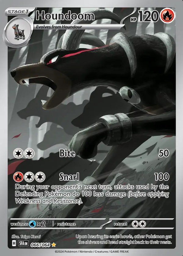 Pokémon karta Houndoom, Illustration Rare zo setu Shrouded Fable