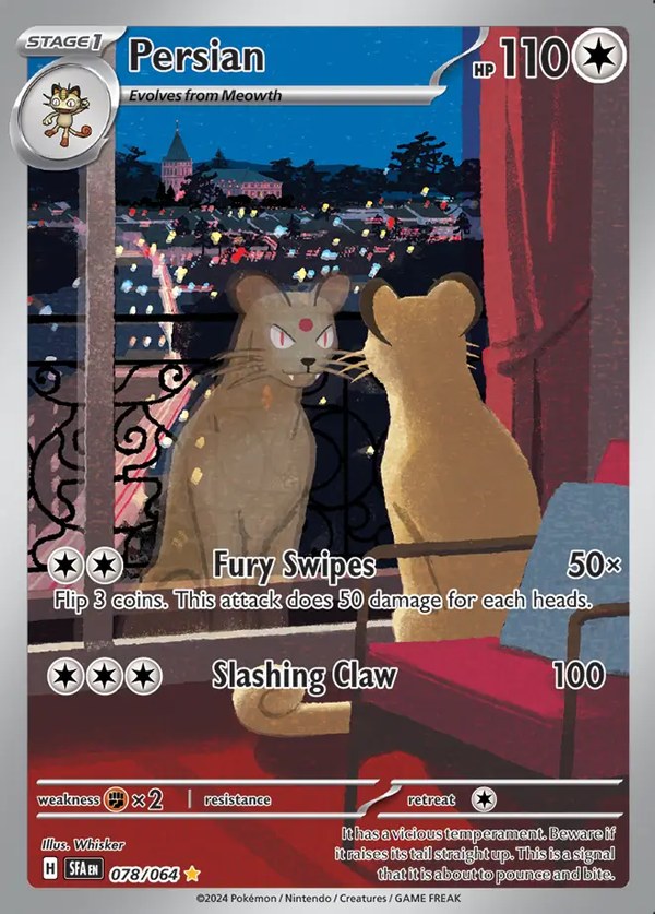 Pokémon karta Persian, Illustration Rare zo setu Shrouded Fable