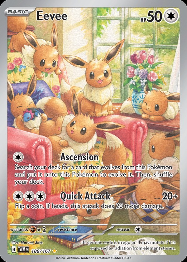 Pokémon karta Eevee, Illustration Rare zo setu Twilight Masquerade