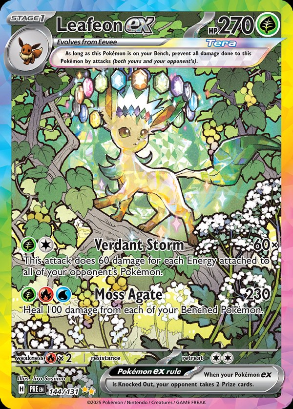 Pokémon karta Leafeon ex, Special Illustration Rare zo setu Prismatic Evolutions