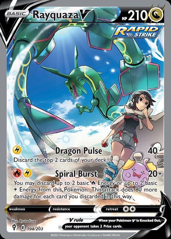 Pokémon karta Rayquaza V, Alternate Art zo setu Evolving Skies
