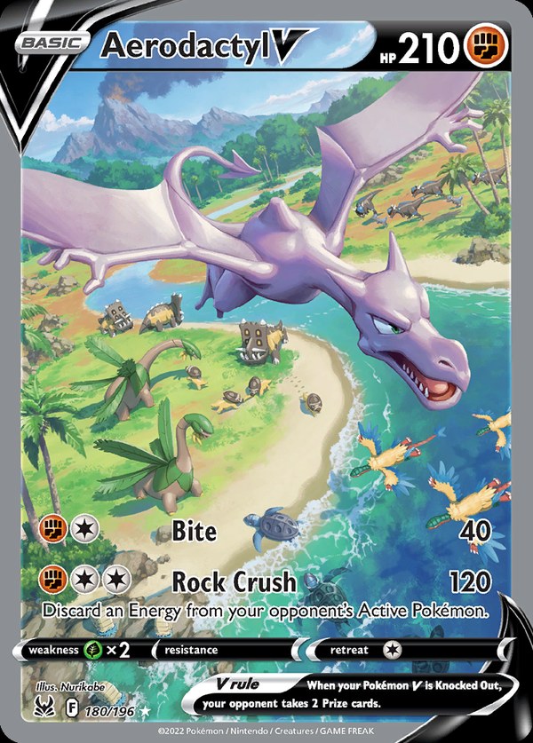 Pokémon karta Aerodactyl V, Alternate Art zo setu Lost Origin