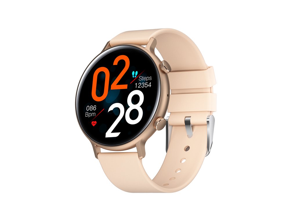 Smartwatch GW33PRO gold, dámské chytré hodinky, kulatý dotykový displej,  krytí IP68 - hitobchod.cz