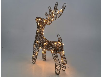 VOR SOB LED champagne - vánoční dekorace - svítící drátový sob do zásuvky 230V, 4 velikosti, svit bílá teplá, barva soba champagne