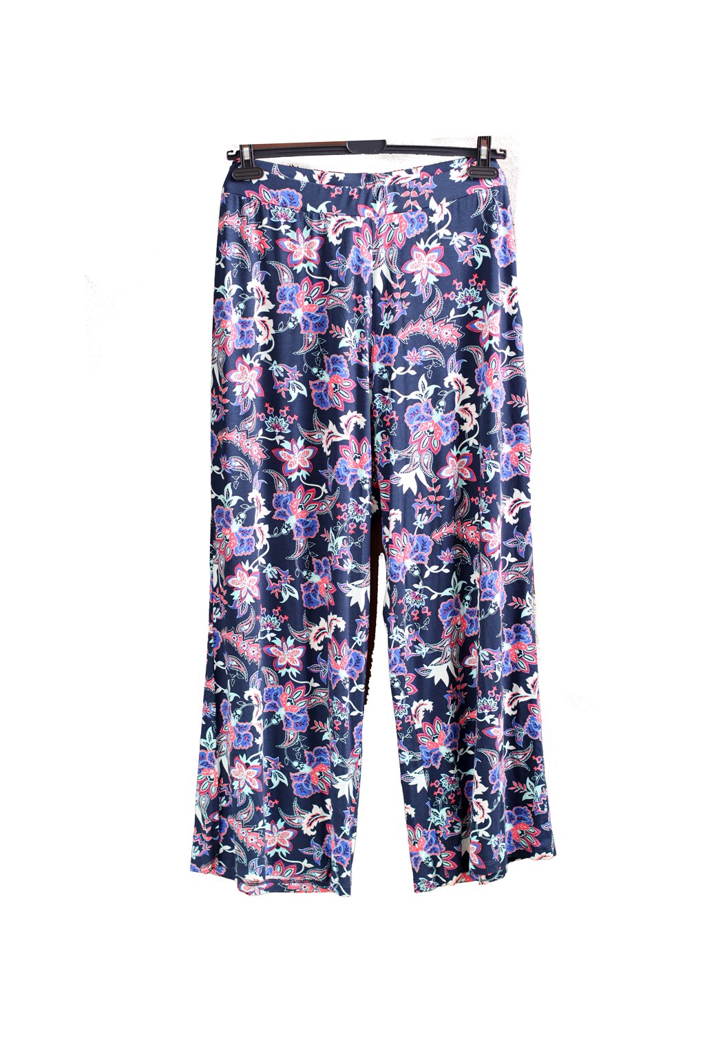 Dámské modro-růžovo-zeleno-bílé vzorované lehké kalhoty / George / XXXXL (52) / ANGLIE