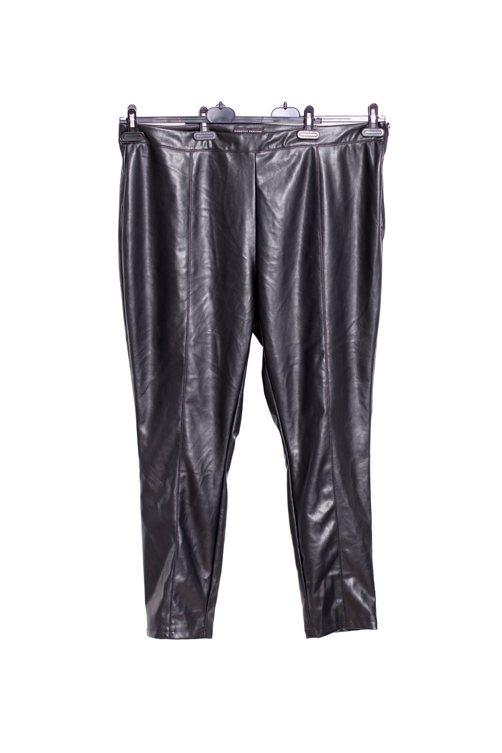Dámské černé koženkové elastické kalhoty / Dorothy Perkins / XXXXL (52) / ANGLIE