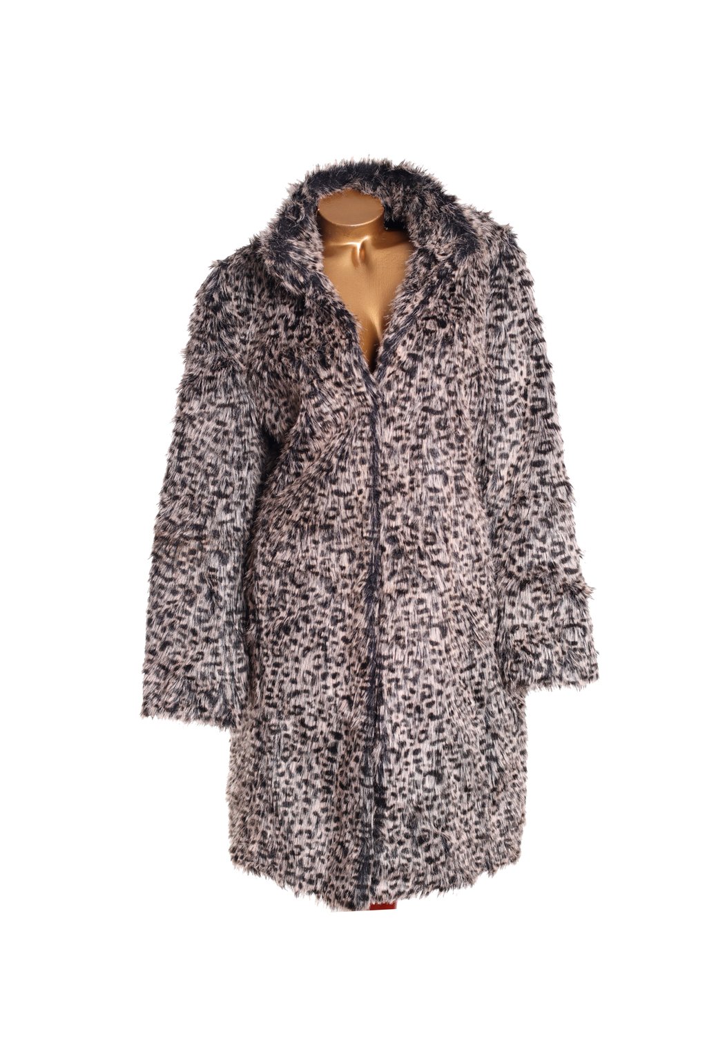 Dámský béžovo-černý kožešinový kabát s leopardím vzorem / M&Co / XXXL (48) / ANGLIE