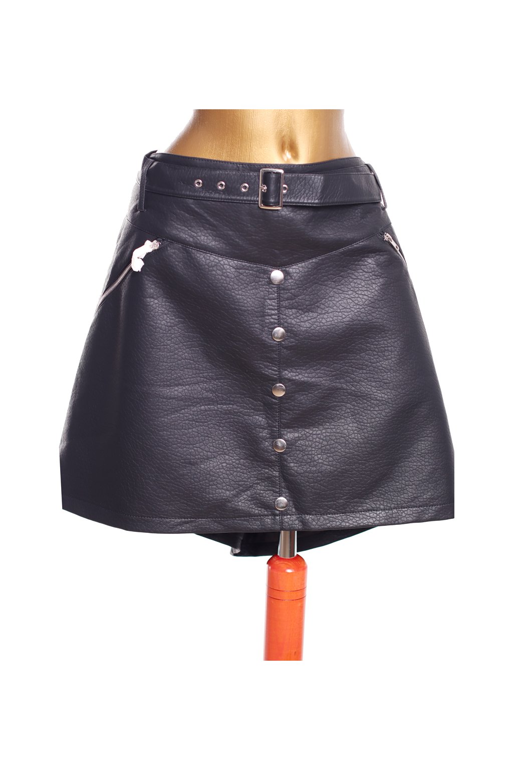 Dámská černá koženková sukně s páskem / ASOS / XXXXL (54) / ANGLIE