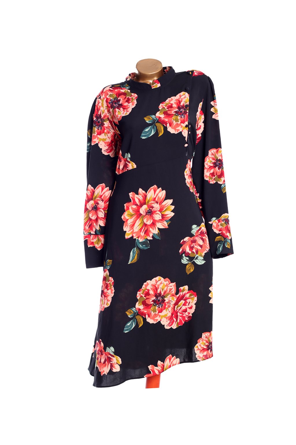 Dámské černé šaty s barevným květinovým vzorem / Simply Be / XXXXL (52) / ANGLIE