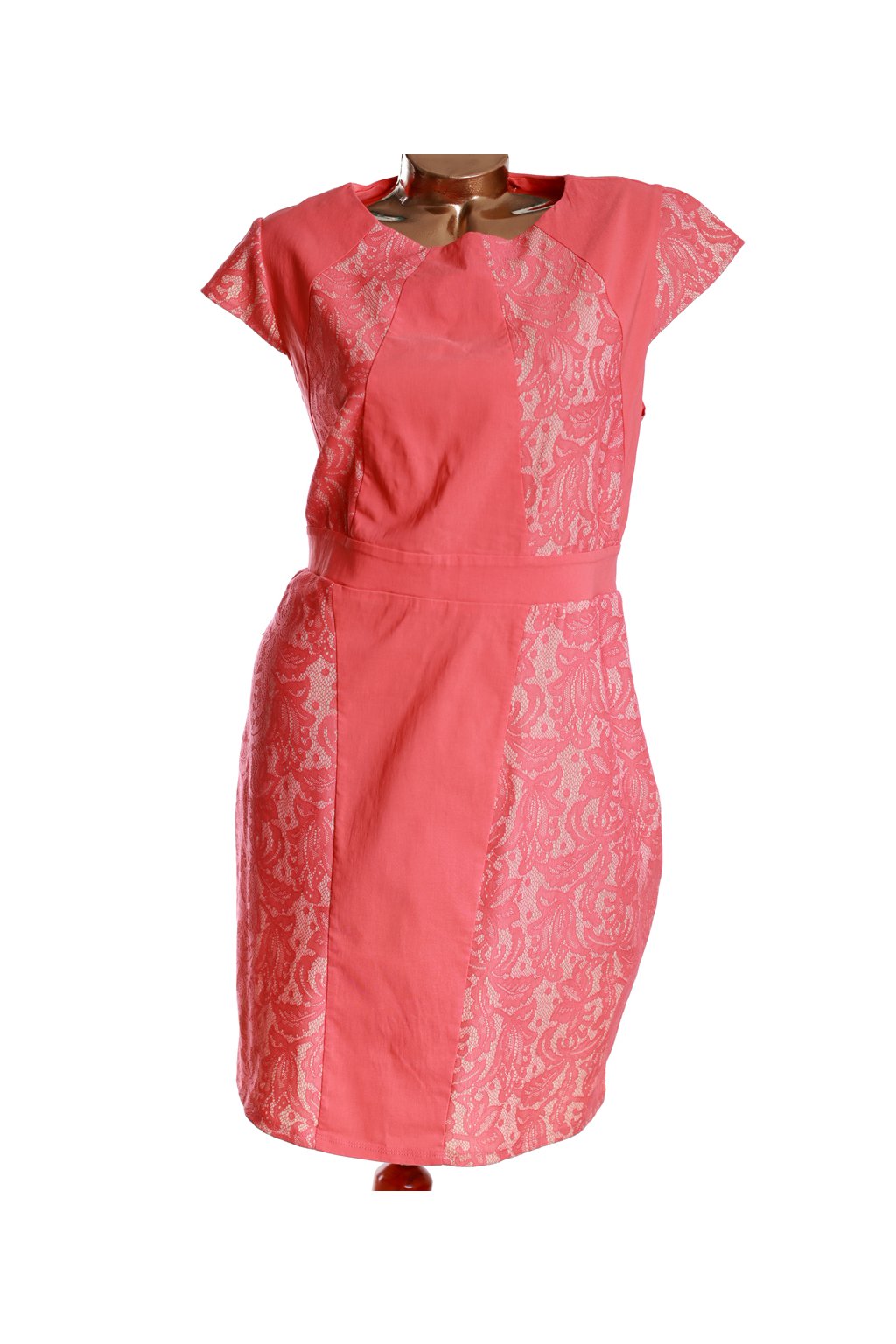 Dámské růžovo-krémové elegantní šaty s krajkou / DOROTHY PERKINS - XXXL (48/50) / ANGLIE
