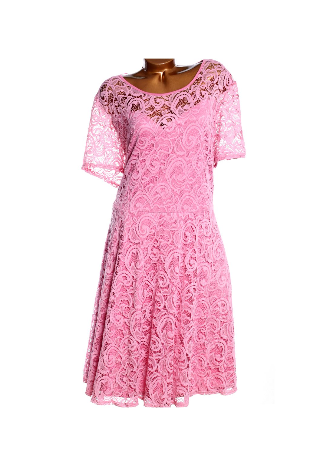Dámské růžové krajkové šaty / YOURS / XXXXL+ (60) / ANGLIE