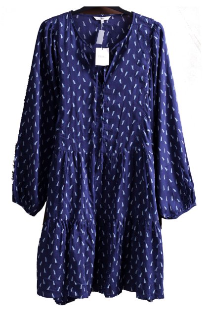 Dámské modrá vzorované lehce průsvitné šaty / NEXT / XXXXL (52) / UK 24 / ANGLIE
