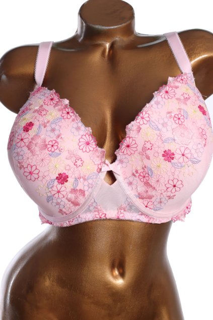 Dámská růžová podprsenka s barevnými květy / 105G / 40F  / ANGLIE