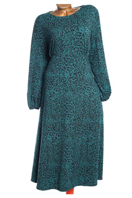 Dámské zeleno-černé podzimní leopardí šaty / SIMPLY BE / XXL (48/50/52) / na štítku vel. 48/UK 20 / ANGLIE