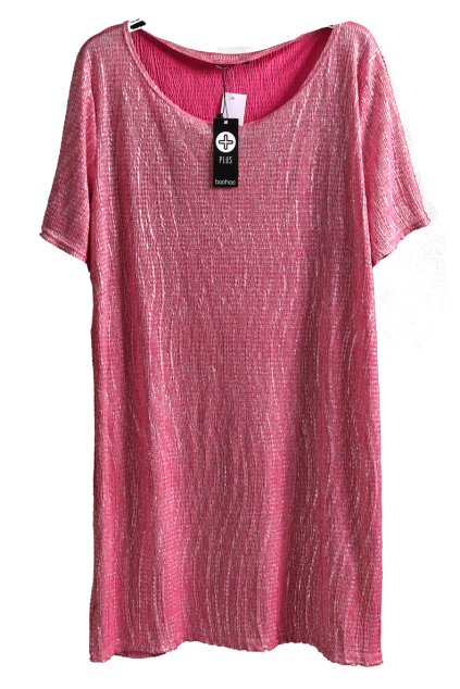 Dámské růžové lesklé šaty  / BOOHOO / XXXL (50/52/54 /na štítk vl. 50/u  UK 22  / ANGLIE