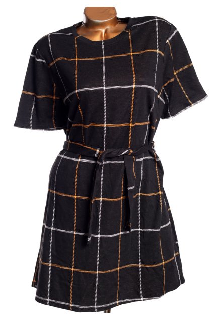Dámské černo-šedo-oranžové kárované podzimní šaty / F&F / XXL (46-50) / na štítku vel. 50 / UK 22 / ANGLIE