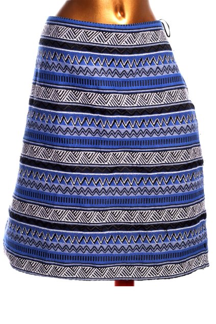 Dámská modrá vzorovaná teplá podzimní, zimní sukně / BONMARCHÉ / XXXXL (52) / UK 24 / ANGLIE