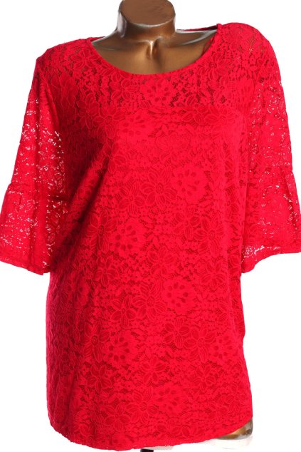 Dámská červená elastická krajková halenka / NUTMEG / XXXXL (50/52) / UK 24 / ANGLIE