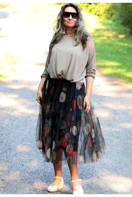 Dámské béžové tričko / LOVE SARAH /  XXL-XXXXL (40/42/44/46/48/50) prsa do 140 cm /  MODA ITALY - nosí se volné, jedna uNI velikost