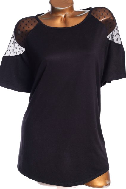 Dámská černá halenka s průhlednými rukávy / JD WILLIAMS /XXXXL/XXXXL+ (54/56/58) / na štítku vel. 54 / UK 26 /ANGLIE