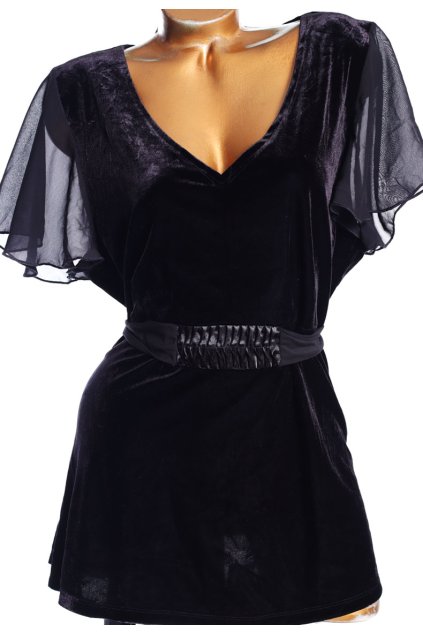Dámská černá semišová halenka / BM / XXXL (48/50) / ANGLIE (22)