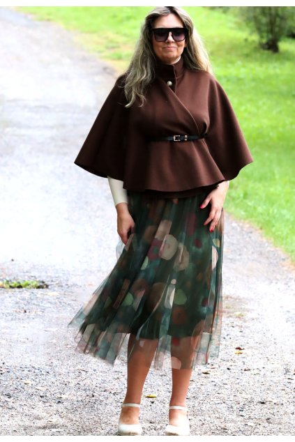 Dámská zelená květovaná sukně / MINTH / XL-XXXL (42/44/46/48/50) pas do 126 cm - na gumu   / MODA ITALY -  jedna UNI VELIKOST - záleží, jak kdo chce mít volné/upnuté