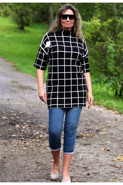 Dámské černé zimní teplé šaty / STUDIO / XXL-XXXXL (44/46/48/50) prsa do 130 cm  / MODA ITALY-  jedna UNI VELIKOST - záleží jak chcete mít volné