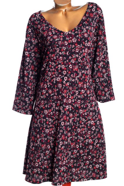 Dámské černé kytičkvé šaty s knoflíčky / NUTMEG  / XXXL (50) / UK 22 / ANGLIE