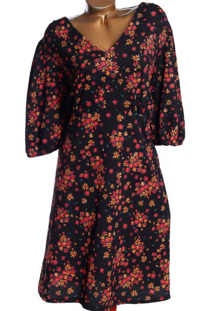 Dámská černé šaty s kvety na knoflíčky / GEORGE /  XXXL (50) / UK 22 / ANGLIE